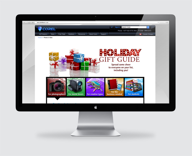 Corel Holiday Campaign Landing Page